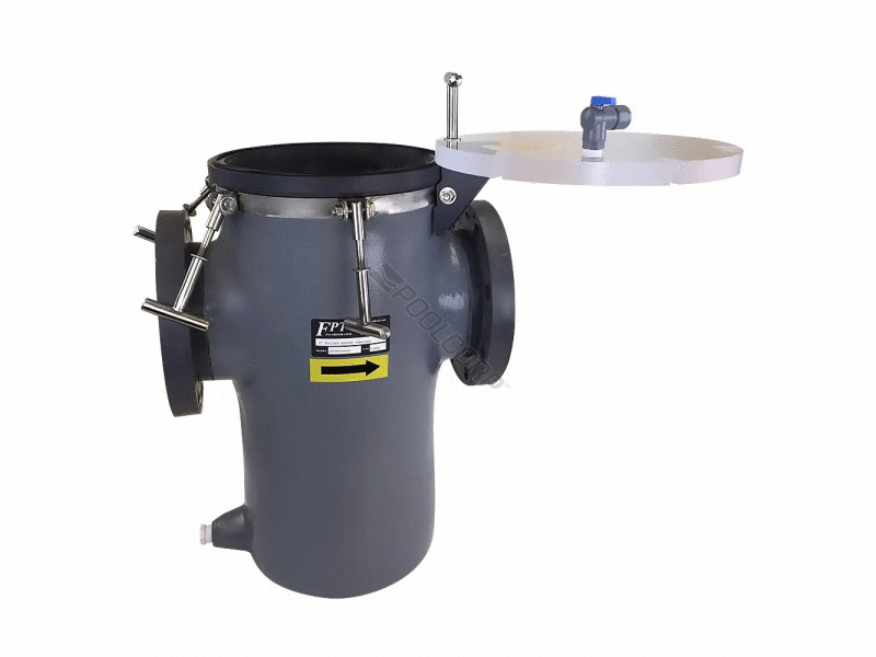 POOL360 6"X6" FLANGED FRP/PVC STRAINER W/ SS BASKET