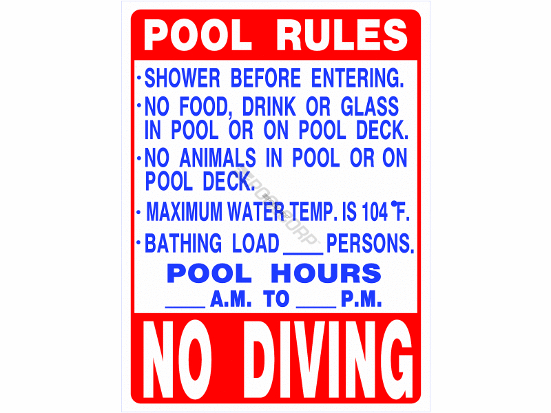 POOL360 PS234 18"x24" SIGN POOL RULES FLORIDA