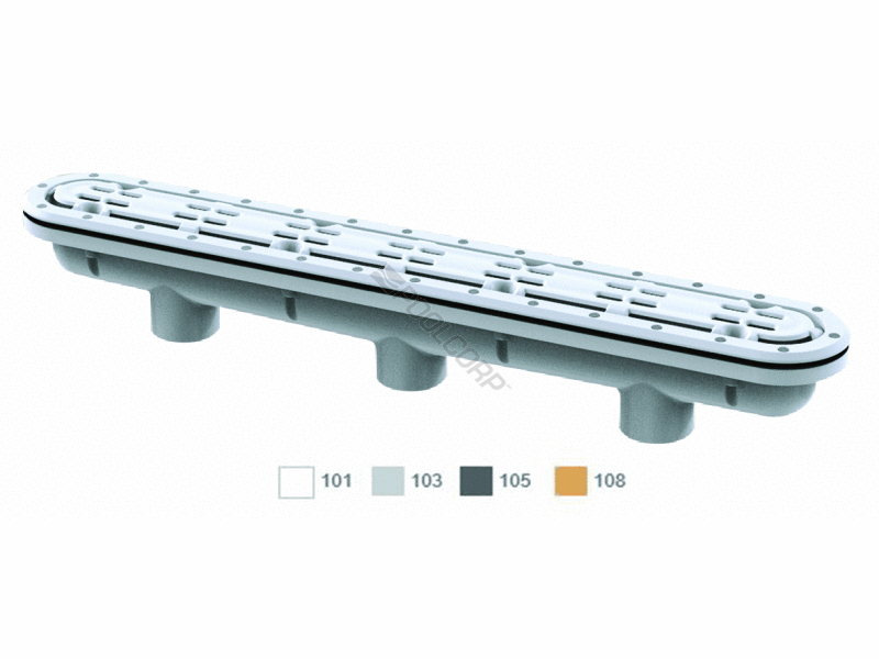 POOL360 32 DARK GRY CHANNEL DRAIN W 3 PORT SUMP