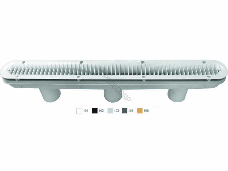 POOL360 4 CS 32 WHITE CHANNEL DRAIN W 3 PORT SUMP