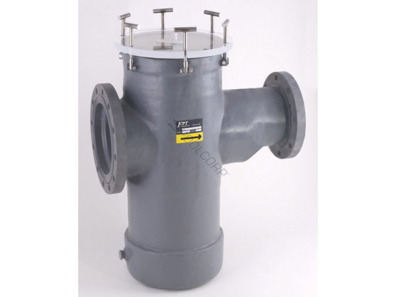 POOL360 6"X5" FLANGED FRP/PVC STRAINER W/ SS BASKET