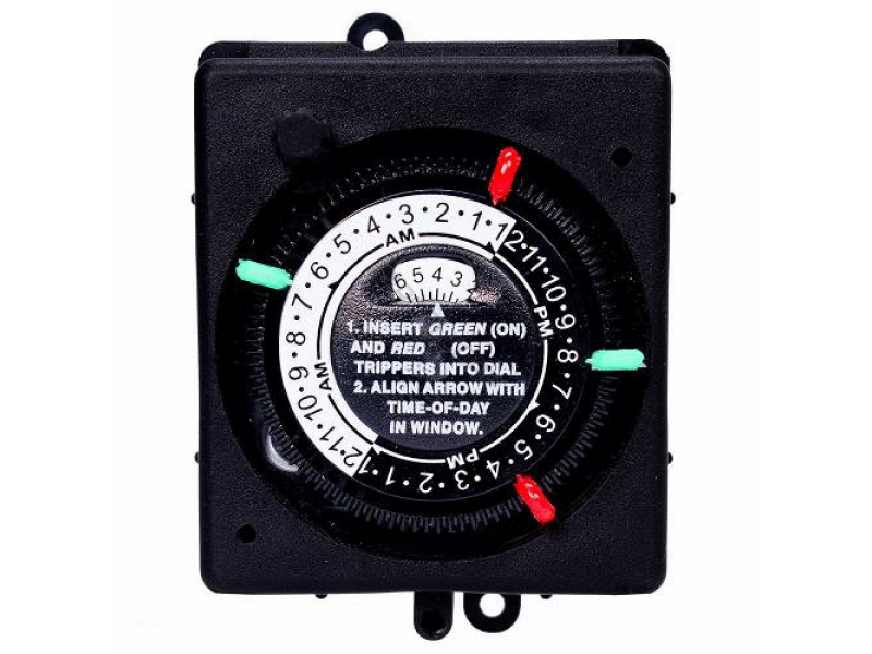 POOL360 24HR 220V SPST PANEL MOUNT TIMER W/ MANUAL OVERRIDE