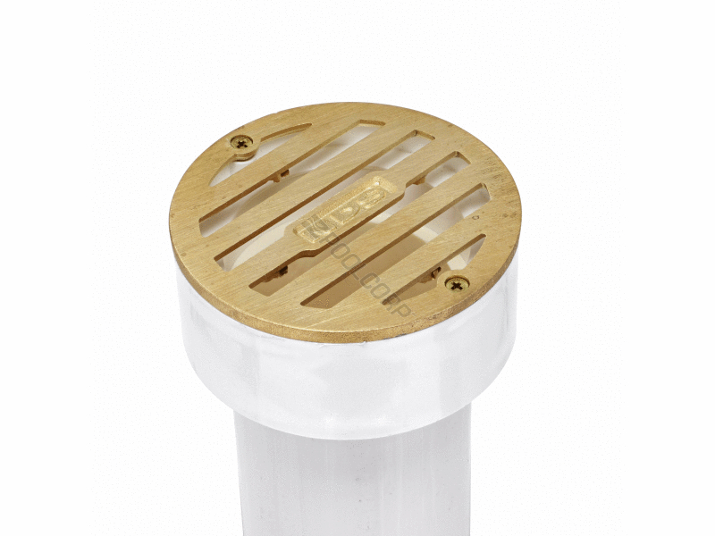 POOL360 NDS 20/CS 3" ROUND SATIN BRASS GRATE W/ PVC COLLAR