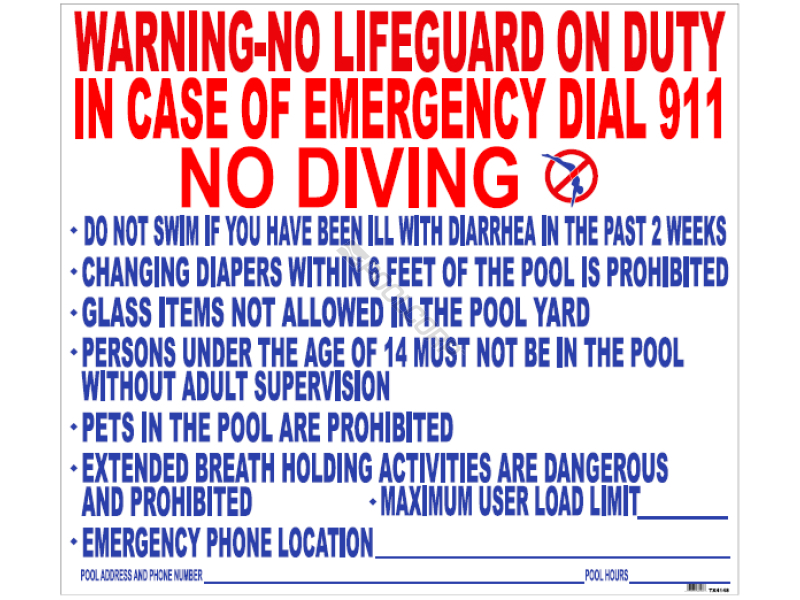 POOL360 41"X47" PLASTIC TEXAS POOL RULES SIGN