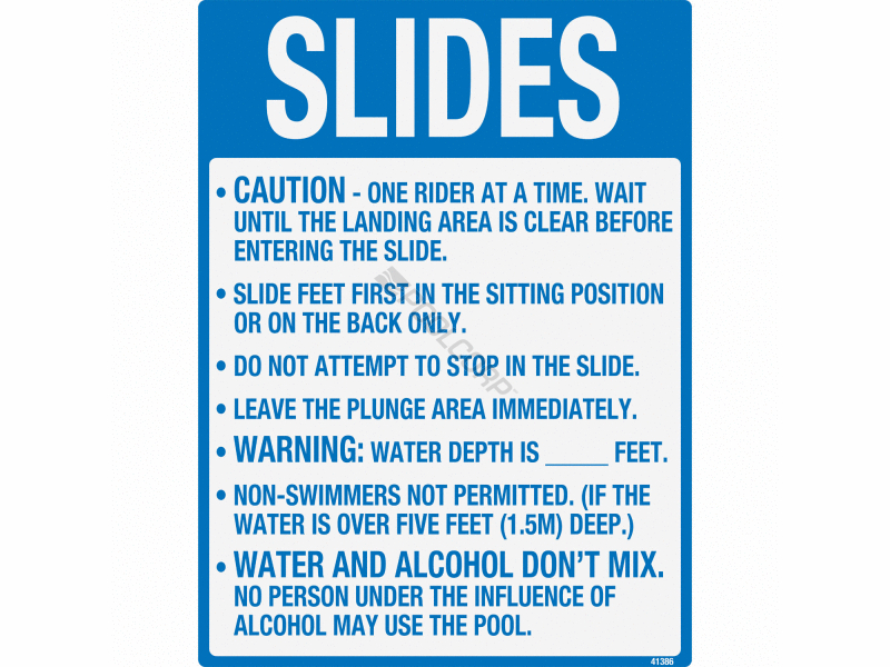 POOL360 12/CS 18"X24" SLIDE RULES SIGN