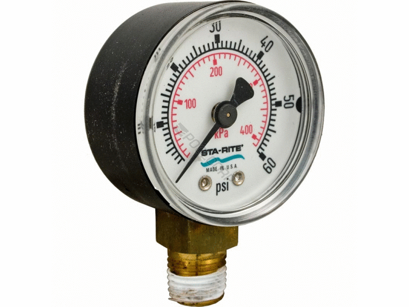 POOL360 1/4" MPT MPV BOTTOM MOUNT PRESSURE GAUGE